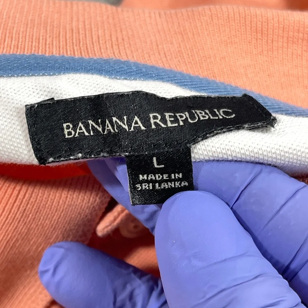 Banana Republic Polo Shirt Men Large Orange Elephant Logo Pique‎ S/249577-11